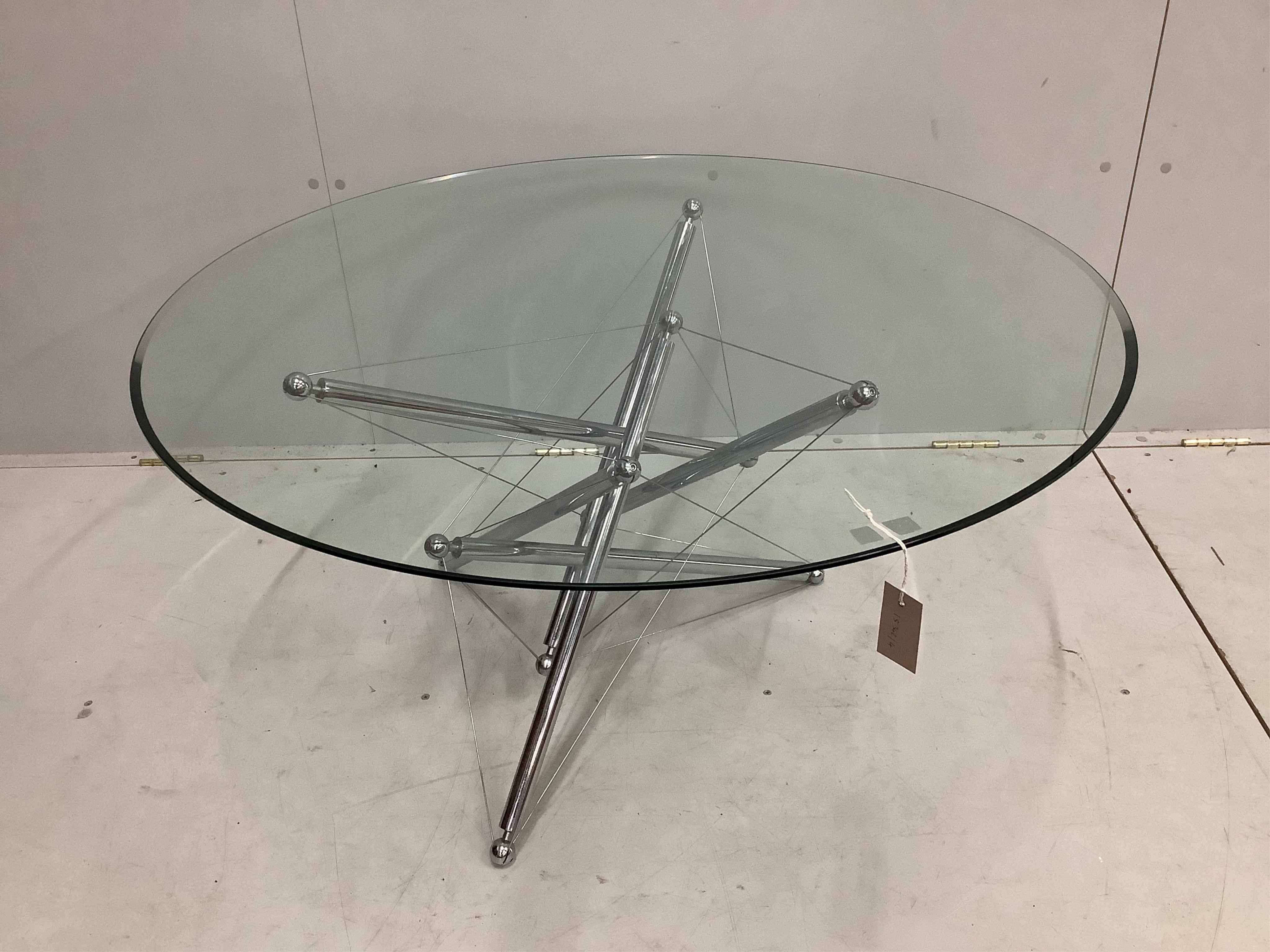 A crystal coffee table by Theodore Wadell, c.1973, diameter 99cm, height 53cm. Condition - good